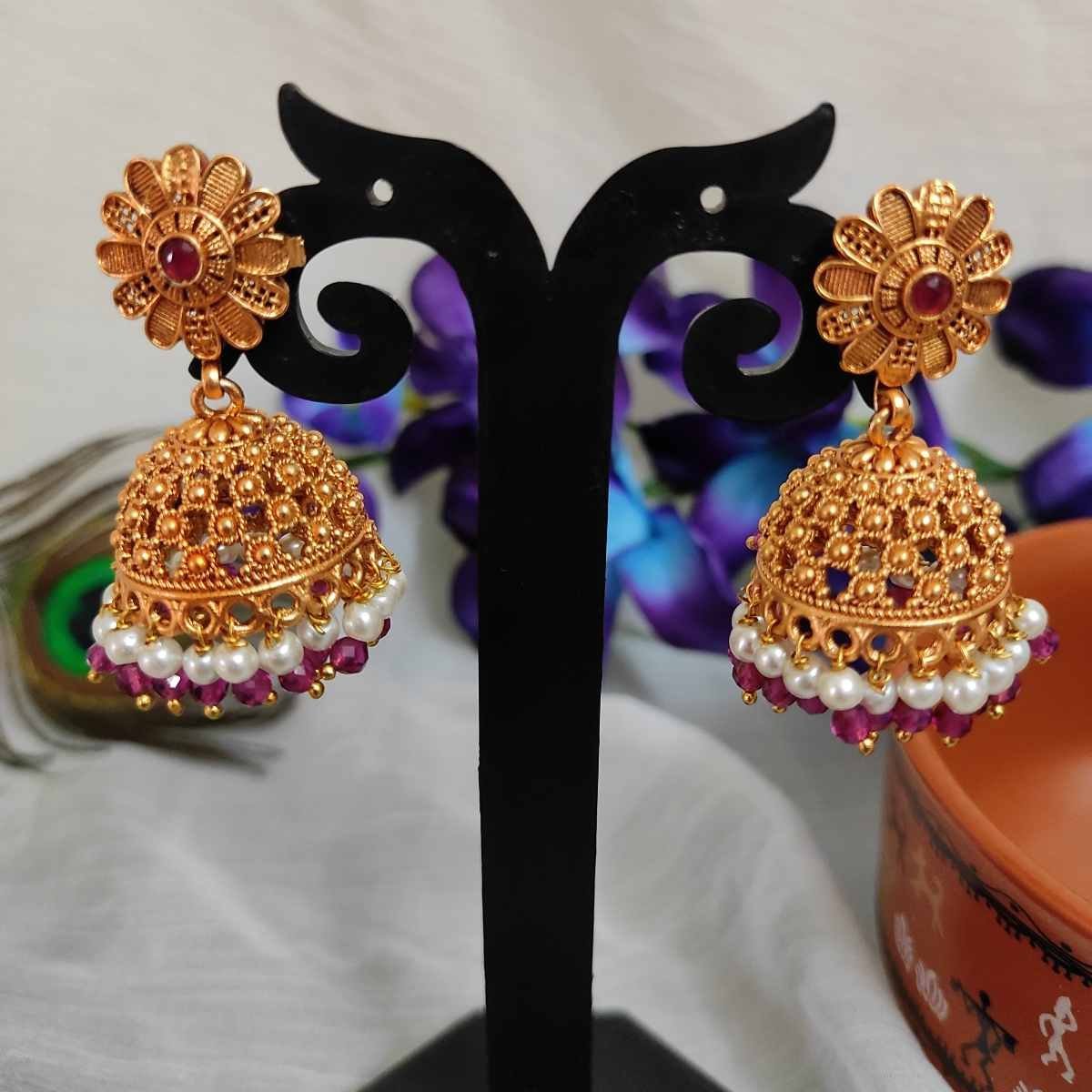 Swanky Diva Matte Jhumka Earrings