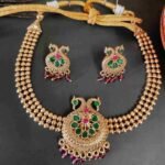 Unique 2 peacock design pendant choker necklace and stud earring Jewellery - Image 2