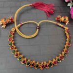 Ruby & Green Stone Latest Trendy Choker Necklace and Earring Set