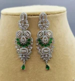 Luxury Emerald Enchant Green Stone Statement American Diamond Necklace Set - SDN1100 - Image 6