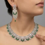 Luxury Emerald Enchant Green Stone Statement American Diamond Necklace Set - SDN1100 - Image 7