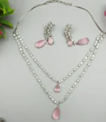 Blush Aurora Double-Layer American Diamond Necklace & Earrings Jewelry Set SDN1103 - Image 4