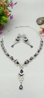 Royal Purple Majesty AD Necklace & Earrings Set - Image 3