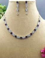 Lavender Royale American Diamond Necklace Set | SDN1109 - Image 3