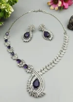 Violet Royale Designer American Diamond Necklace Set | SDN1110 - Image 4
