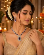Violet Royale Designer American Diamond Necklace Set | SDN1110 - Image 3