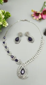 Violet Royale Designer American Diamond Necklace Set | SDN1110 - Image 5
