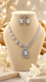 Swarovski-Inspired Aurora American Diamond Necklace Statement Set | SDN1111 - Image 3