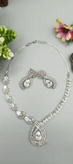 Swarovski-Inspired Aurora American Diamond Necklace Statement Set | SDN1111 - Image 5
