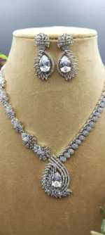 Swarovski-Inspired Aurora American Diamond Necklace Statement Set | SDN1111 - Image 2