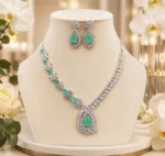 Verdant Aurora American Diamond Designer Statement Necklace Set | SDN1112