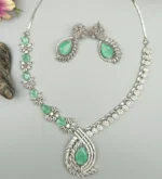 Verdant Aurora American Diamond Designer Statement Necklace Set | SDN1112 - Image 6
