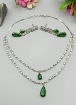 Emerald Royale Layered American Diamond Necklace Set-SDN1114 - Image 2