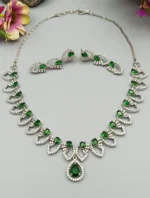 Emerald Aura American Diamond Designer Necklace Set | SDN1122 - Image 2