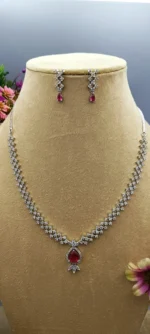 Ruby Royale American Diamond Necklace Set - Image 2