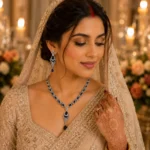 Royal Blue Elegance American Diamond Necklace Set | SDN1142