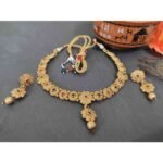 Rajwadi Flower Design Fine Choker and Earrings Set - Image 2