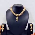 Rajwadi Flower Design Trendy Choker and Earrings Set