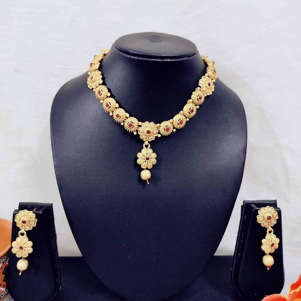 Rajwadi Flower Design Trendy Choker and Earrings Set