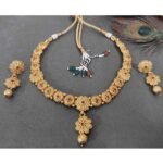 Rajwadi Flower Design Trendy Choker and Earrings Set - Image 2