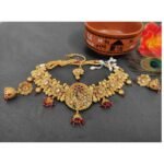 Rajwadi Polish Broad Choker, Jhumka Earring with Maang tikka Bridal & Semi- Bridal Set - Image 2