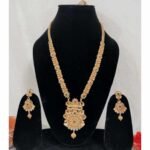 Highest Quality Rajwadi Polish & Stones Long Haar / Haram Necklace and Earring Set