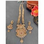 Highest Quality Rajwadi Polish & Stones Long Haar / Haram Necklace and Earring Set - Image 2