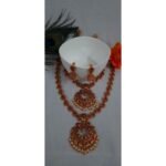 Temple South Indian Choker & haram Necklace Earring Combo - Image 2