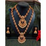 Temple South Indian Choker & haram Necklace Earring Combo