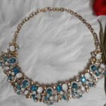 Swanky Diva Antique Exclusive turquoise blue White Crystals Highly Rhodium Plated Necklace ladies jewellery - Image 3