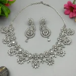 Celestial Bloom American Diamond Necklace Set | Premium Floral Jewellery | SDN1105 - Image 2