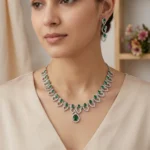 Emerald Aura American Diamond Designer Necklace Set | SDN1122