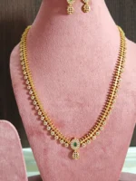 Swanky Diva Highly Gold-Plated American Diamond Emerald and Maroon Stone Necklace set -SDN1145 - Image 4