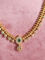 Swanky Diva Highly Gold-Plated American Diamond Emerald and Maroon Stone Necklace set -SDN1145 - Image 2