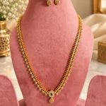 Swanky Diva Highly Gold-Plated American Diamond Emerald and Maroon Stone Necklace set -SDN1145