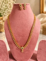 Swanky Diva Highly Gold-Plated American Diamond Emerald and Maroon Stone Necklace set -SDN1145