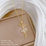 Elegant Ballerina Pendant Necklace for Women – Gold-Tone CZ Dance Charm | Swanky Diva SDN1152 - Image 3