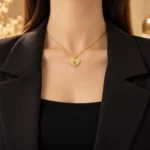 Pink Heart Gold-Plated Pendant Necklace for Women – Sparkling Wing Heart Jewellery SDN1151