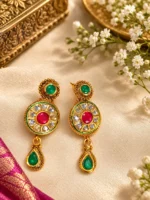 Ruby Emerald Kundan Necklace Set with Earrings | Swanky Diva SDCN016 - Image 2
