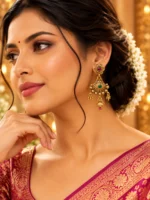 Rajwadi Ruby & Emerald Green Earrings | Swanky Diva SDE1110 - Image 3