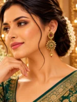 Ruby Emerald Rajwadi Earrings | Swanky Diva SDE1109