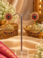 South Indian Kempu Jhumka Earrings | Swanky Diva-SDE1111 - Image 2
