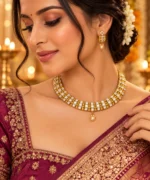 Antique Gold Kundan Necklace Set with Pearls | Swanky Diva SDN1177 - Image 2