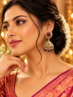 South Indian Kempu Jhumka Earrings | Swanky Diva-SDE1111