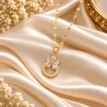 Golden Flower Anti Tarnish Pendant Necklace – Gold-Tone Chain for Everyday Elegance | Swanky Diva SDN1147 - Image 2