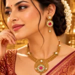 Royal Kundan Gold-Plated Necklace & Earrings Set – Ruby Statement Jewellery SDCN017