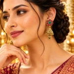 Royal Ruby & Emerald Stone Gold-Plated Jhumka Earrings – Traditional Festive & Wedding Wear | Swanky Diva SDE1107