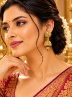 Antique Gold-Plated Jhumka Earrings | Swanky Diva SDE1108
