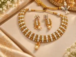 Antique Gold Kundan Necklace Set with Pearls | Swanky Diva SDN1177