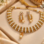 Antique Gold Kundan Necklace Set with Pearls | Swanky Diva SDN1177